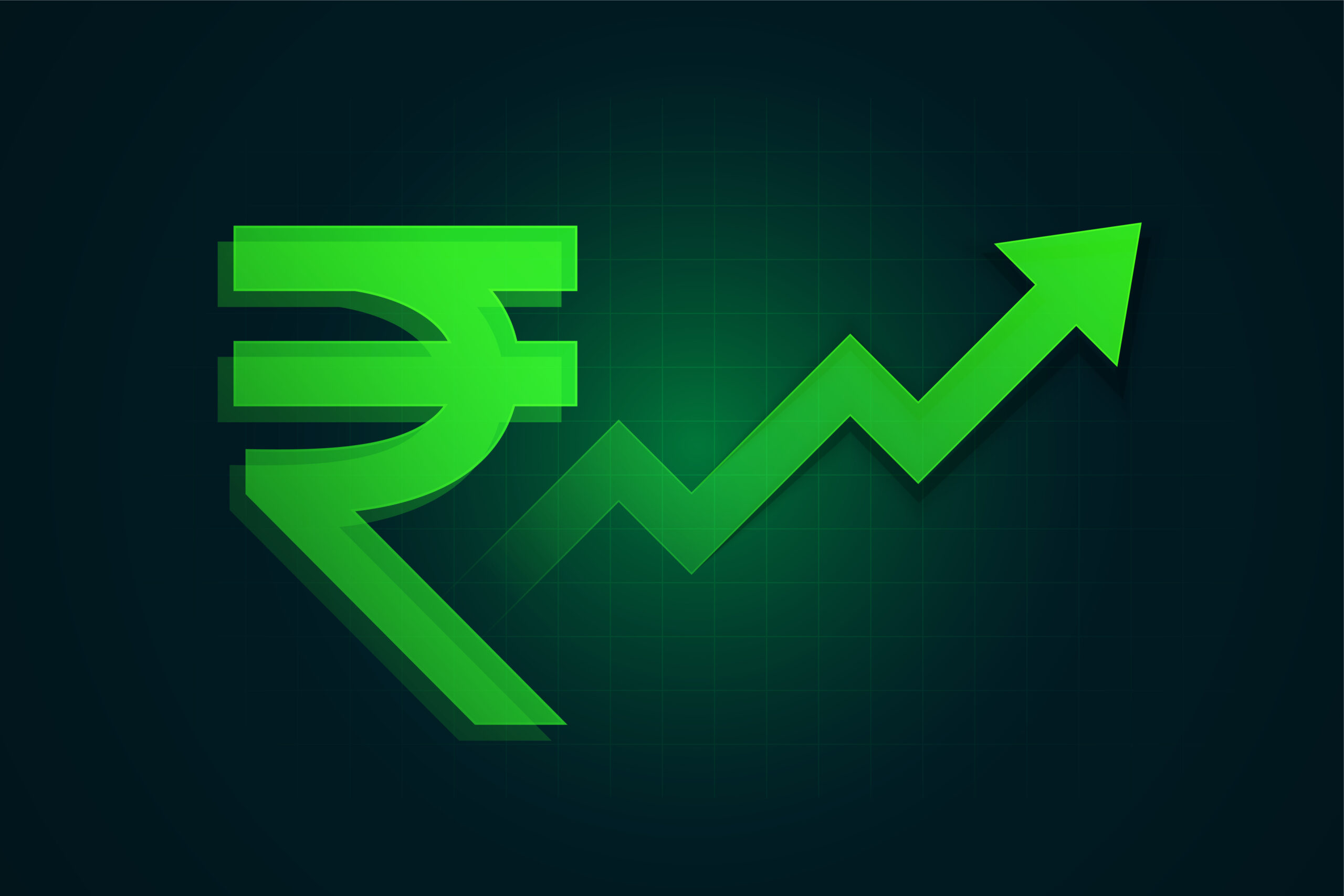 indian currency rupee symbol banner success growth chart vector