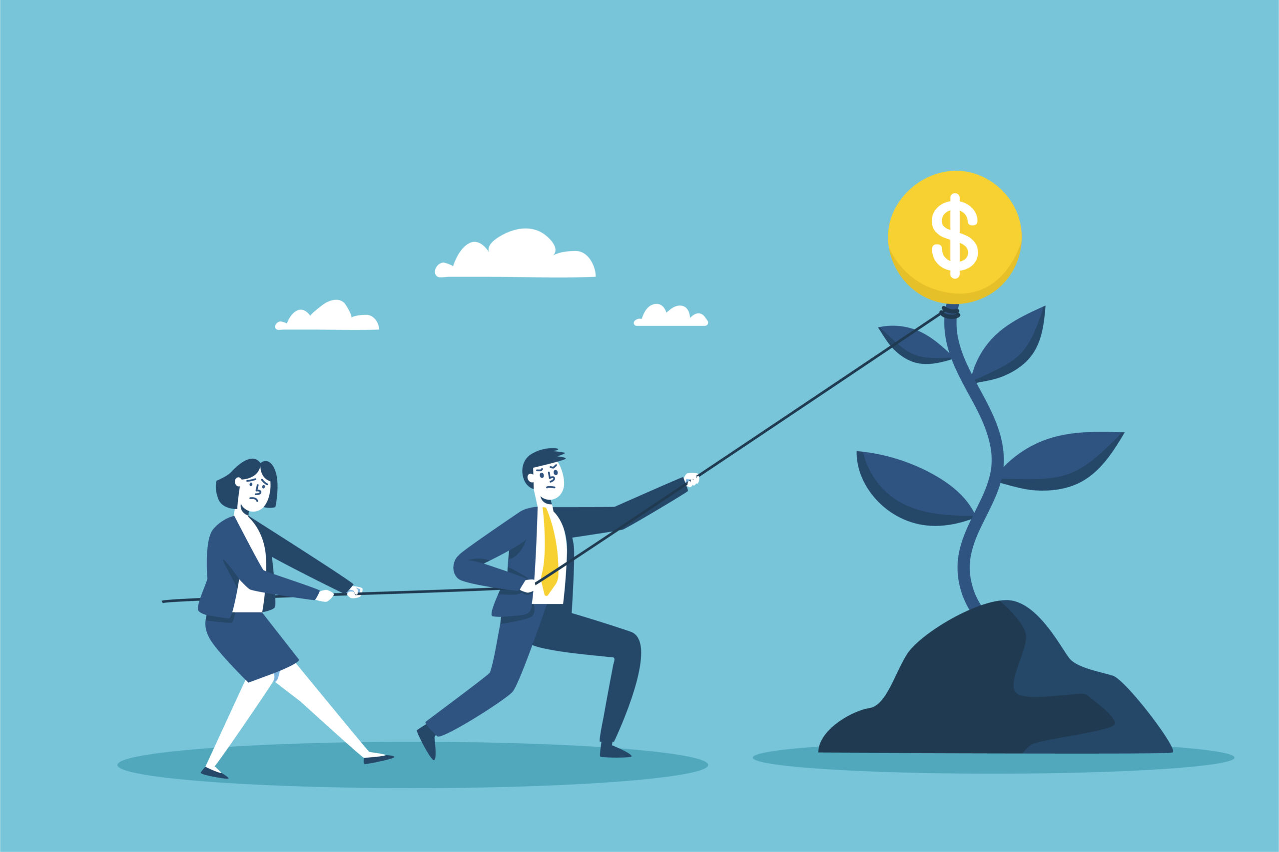 The business team draws capital from investors to build a successful and growing business.