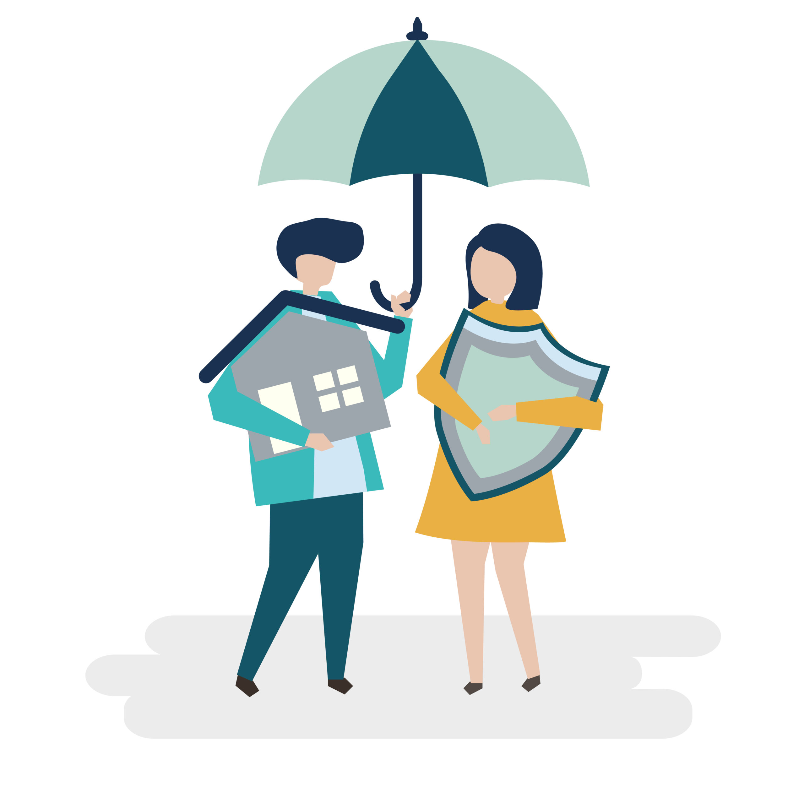 Couple and a house insurance concept illustration
